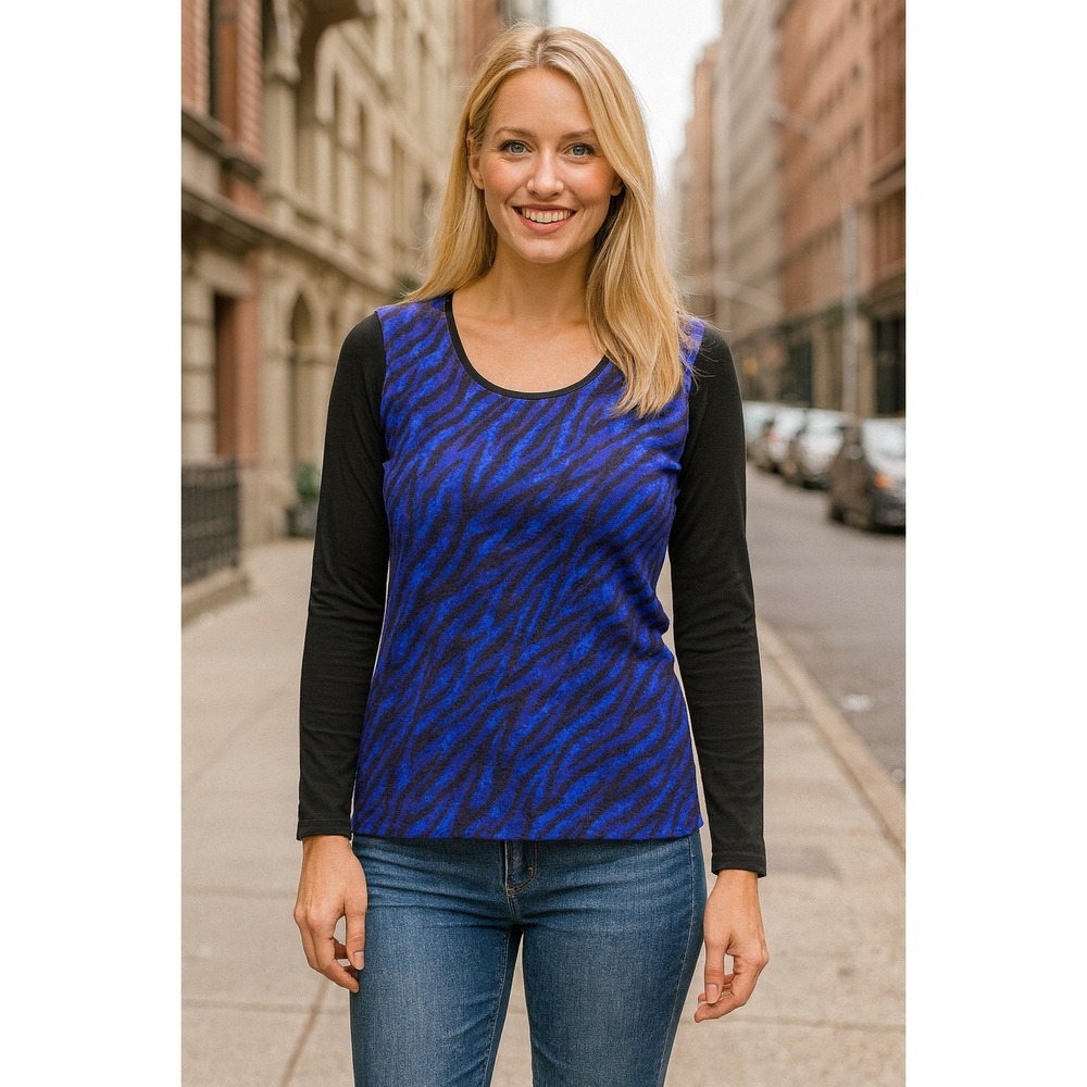 Gerard Darel Sweater Womens 1 Small Cobalt Blue Zebra‎ Lightweight Wool Pullover